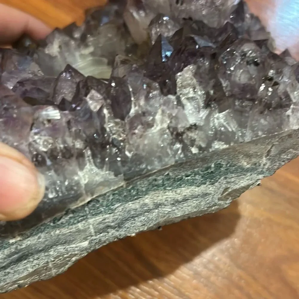 Large amethyst tea light candle holder purple gemstone